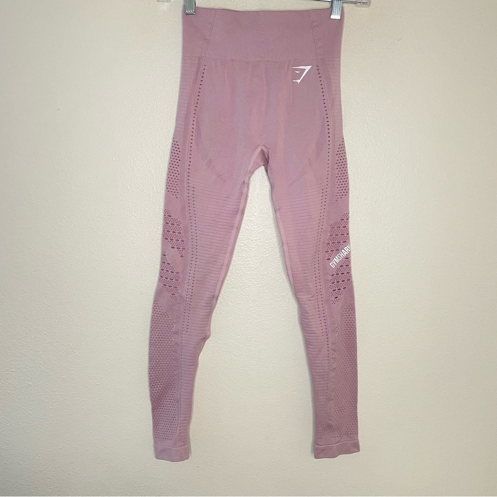 Gymshark Flawless Knit High Waisted Pink Leggings - Picture 2 of 4